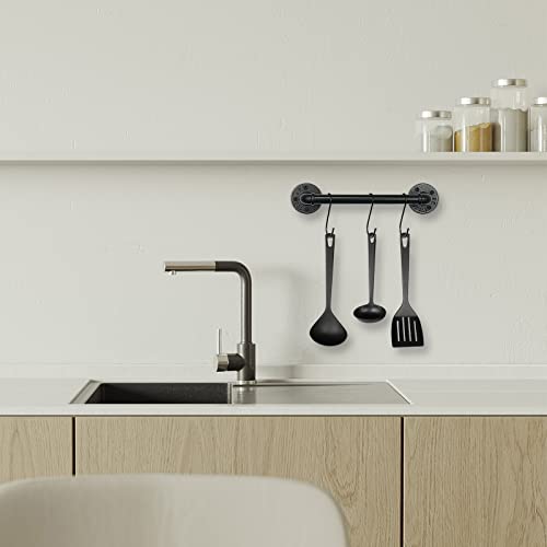 Livabber Industrial Pipe Towel Bar, Rustic Iron Decor Bathroom Hardware Towel Bar Accessory, Heavy Duty Wall Mounted Bath Towel Rack Holder,Black (12 Inch) #TOP4