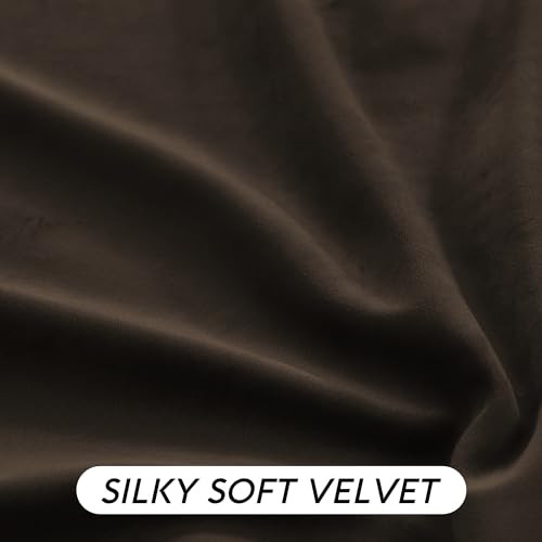 Image of RYB HOME Brown Velvet Blackout Curtains 84 inches Long with Hook Tape | Thermal Insulated, Privacy Protect, Room Darkening, Decorative Drapes, Bedroom Doorway Nursery, W42 x L84, 2 Panels
