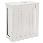 HYLT Bathroom Storage Unit – Freestanding Toilet Roll Cabinet & Slim Wooden Organizer – Compact Multi-Purpose Storage Box for Toilet Rolls, Cleaning Supplies & Toiletries (White)