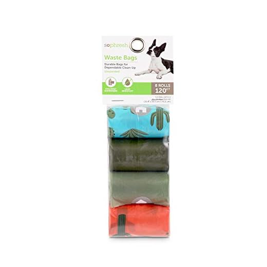 So Phresh Cactus Print Dog Waste Bag Refill Rolls, Count of 120, Standard