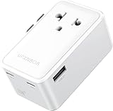 UPXNBOR Neu 2026 Ultra-Flacher Reiseadapter Weltweit, Universal Reisestecker Adapter Weltweit mit 1 USB-A & 2 USB-C, Kompakter Steckdosenadapter für USA, UK, England, Japan, Thailand und Australien