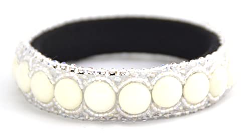 Bracelet bangle blanc perles porcelaine bijoux femme tendance