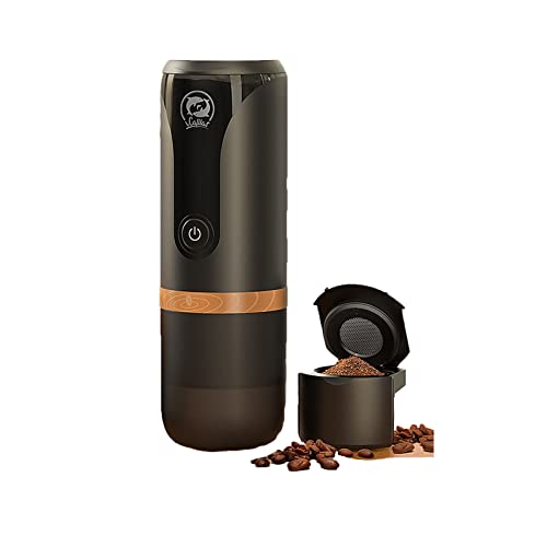 Mini máquina de café espresso portátil con batería con autocalentamiento de 3 a 4 minutos, espresso manual con crema rica y gruesa, compatible con cápsula NS y café molido para camping, viajes, RV