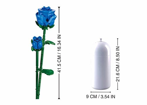 Stuban Building Block Flower Set, Blue Roses with Vase, Creative Life Bricks, 41.5 cm Height, M38-B1101-11 - Image 3
