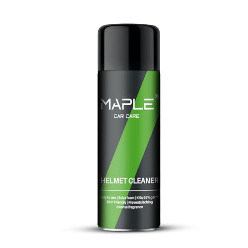 Image of Maple Helmet Cleaner Spray 100ml | Foam Based Helmet Cleaning & Deodorizer | Removes Sweat, Odor & Germs | Safe for Helmet Inner Padding & Visor | Helmet Interior Cleaner | Bike Helmet Cleaning Spray