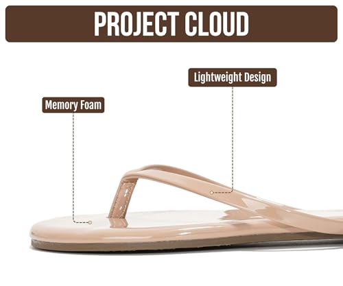 Image of Project Cloud Flip Flops for Women Footwear- Lightweight and Memory Foam Insole Sandals for Women 2026 - Durable Non-Slip Beach Essentials Flats for Women Sandals (Foundations)