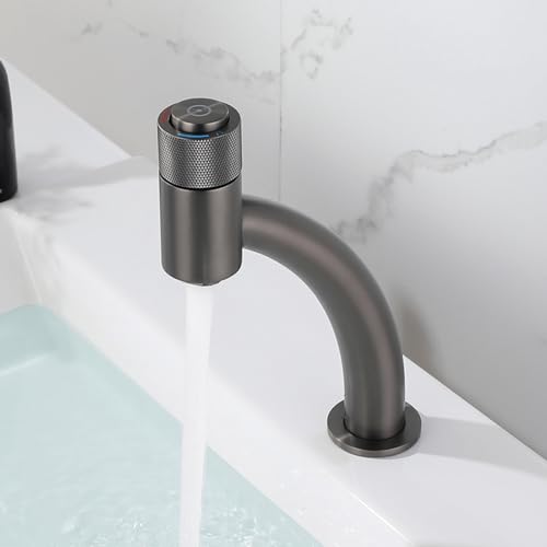 Robinet de lavabo cascade gris mitigeur salle de bain bouton poussoir monobloc