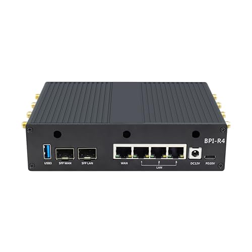 Image of WayPonDEV Black Metal Case for Banana Pi BPI-R4 Wireless Dual-Band WiFi Router Board OpenWRT, Metal Heat Shell for Banana Pi BPI-R4 MediaTek MT7988A (Filogic 880) Single Board Computer (Metal Case)