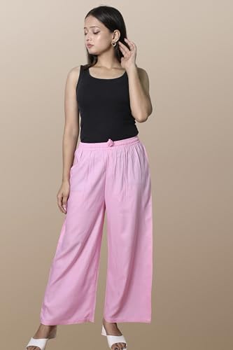 Image of KASANI Women's Solid Rayon Palazzo Pants Regular Palazo