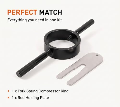 Image of Motorcycle Fork Spring Compressor Tool Kit - Universal Compression Service Tool for Inverted & Conventional Forks, Heavy-Duty Single-Handed Operation Set for Seal Replacement & Oil Change