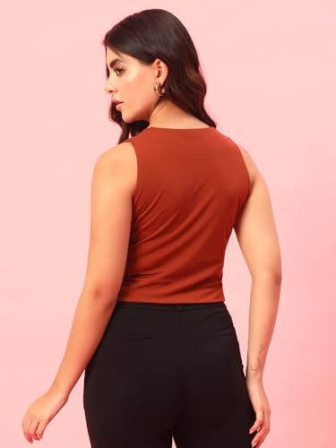 Image of Trend Arrest.ed Women's V-Neck Waistcoat | Button-Down Sleeveless Top | Premium Stretchable Lycra Formal & Casual Layer