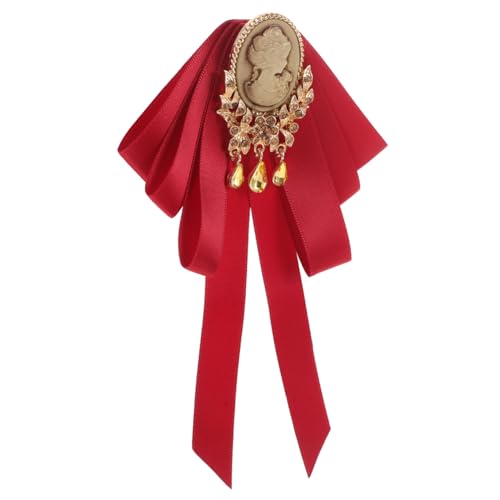 Broche vêtement collier arc épingle femmes en alliage rouge chic