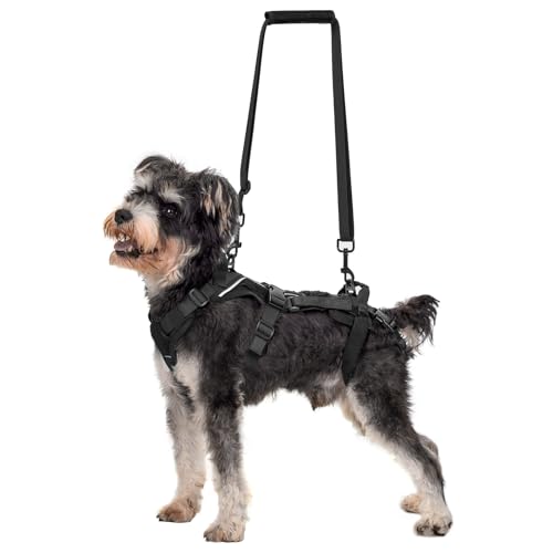OneTigris Imbracatura per cani, Hopper piccolo supporto imbracatura regolabile con 2 manici per supporto e riabilitazione, adatta per cani di piccola taglia, nero, XS