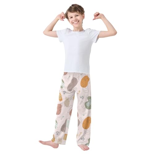 Boys' Pants Funny Cats Fish Long Bottoms Jogger Pants Elastic Waist Trousers with Pockets S-XL2