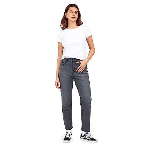 Jean droit Stoned High Rise Volcom galbant taille haute noir délavé