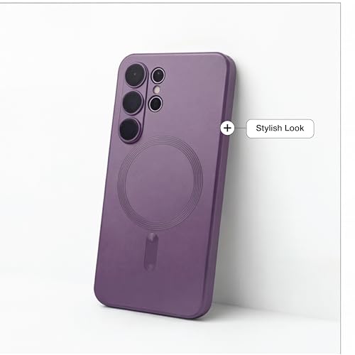 Image of amazon basics Premium Mag-Safe Case for Samsung Galaxy S25 Ultra 5G | Shockproof & Anti-Scratch Cover | Soft Silicone with Wireless Charging | Camera Lens Guard - Purple