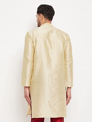 Image of VASTRAMAY Men Banarasi Silk Solid Kurta | Soft Cotton Blend Ethnic Kurta | Comfortable for Festive & Wedding Occasions