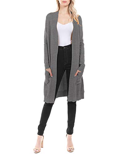 Image of STARJJ Womens Soft Stetchy Knit Longline Open Front Sweater Cardigan with Pockets (S-3X)