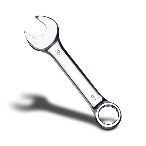 zhax 1/2 SAE Stubby Combination Wrench 12 Point Box End 15 Degree Offset Design Mirror Polish Finish Forged CR V Steel Hand Tools for Mechanics Ideal for Auto and Home Repair