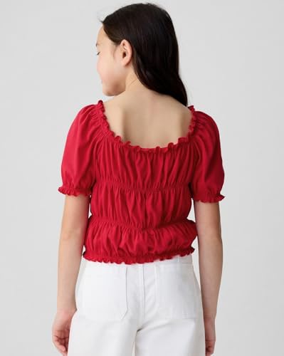 Image of Gap Kids Girl Relaxed Fit Solid Shortsleeves Square Neck Blouse