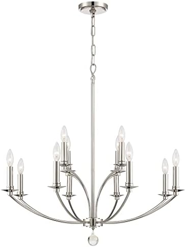 Crystorama Mila 12 Light Polished Nickel Chandelier