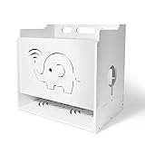 Router Storage Box, Mesa Wood-Plastic PVC Network Set-top Box Router Storage Box, TV Lower Row Socket Occlusion Box Wireless WiFi Router Shelf，Sort Out Shielding Storage Shelf-L
