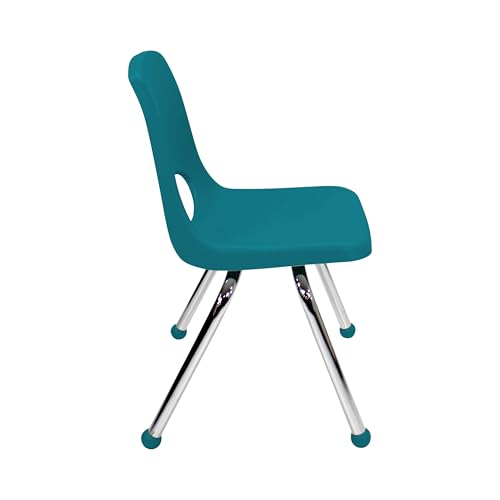 Image of FDP 14 inch School Stack Chair, Stacking Student Seat with Chromed Steel Legs and Ball Glides for Classroom, Homeschool or Learning Space - Teal (2-Pack), 15412-TL