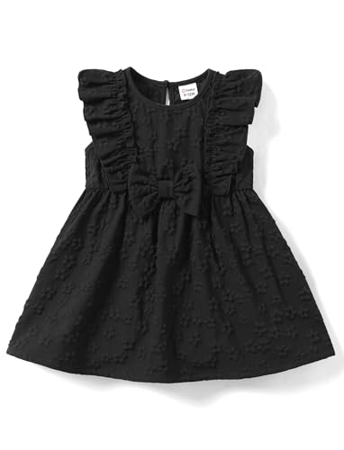 Image of PATPAT Toddler Baby Girls Summer Dresses Spring Clothes Flower Sundress Ruffle Sleeve Bowknot 3-24 Months