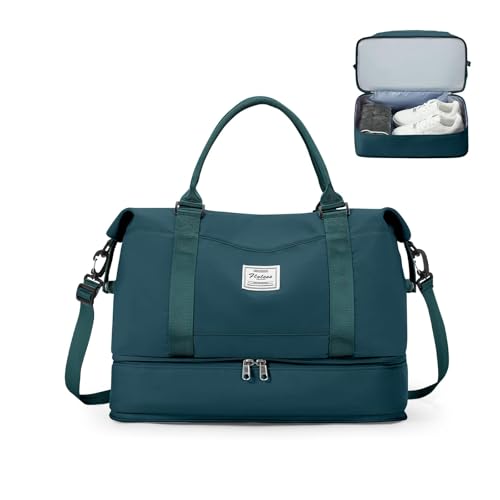 Reisetasche Damen 40x30x20 Ryanair Handgepäck Tasche Sporttasche Weekender Bag Schwimmtasche Wasserdicht Travel Duffle Bag Fitnesstasche Trainingstasche Krankenhaustasche mit Schuhfach,F4-Pfirsichblau