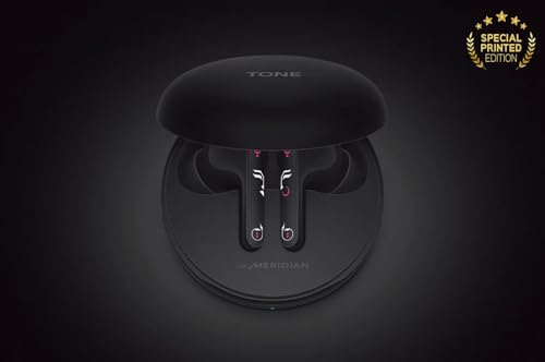 Image of LG Tone Free HBS-FN5U True Wireless Bluetooth Earbuds -Uvnano 99.9% Bacteria Free, Prestigious British Meridian Sound, Dual Microphones, IPX4 Water Resistance, Total 18 Hours Battery Life(Black)