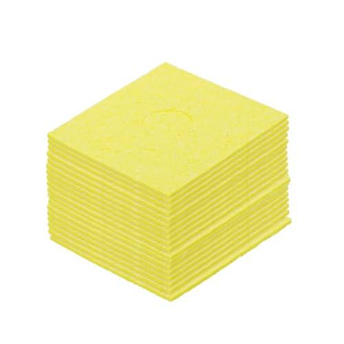 Image of MECCANIXITY 15PCS Soldering Sponge 60 x 60mm Square with Holes Yellow Cleaning Pad Iron Replacement for Cleaning Soldering Iron 2mm Natural Thickness 11mm Water Absorption Thickness