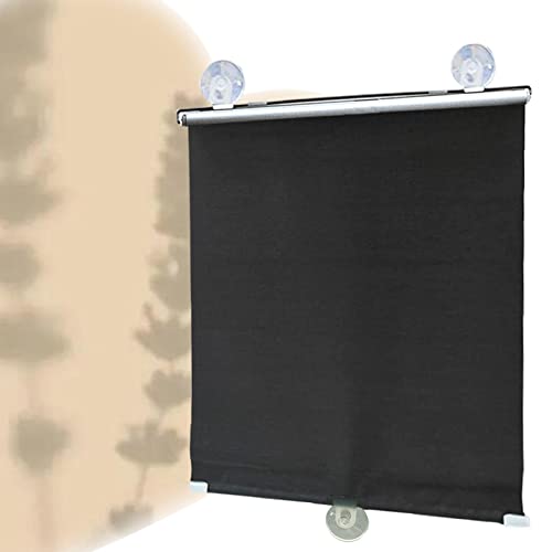 KOOEIN Persiana de Blackout con ventosas, Cortinas enrollables Parasol, Estor retráctiles temporales, Persiana Enrollable Ajustable, Opacas del 85%, in taladrar y sin Pegamento,Black-35x125cm/14x49in