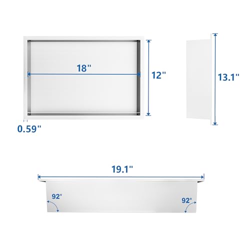 Neodrain 18X12Inch Shower Niche, White Stainless Steel Wall Niche NO Tile Needed Recessed Cabinet Shower for Bathroom Storage - Image 6