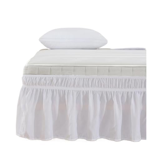Falda Cama para Ocultar Somier Falda de Cama elástica con Volantes, Suave, cómoda, Envolvente, Resistente a la decoloración, Color sólido(White,Twin)
