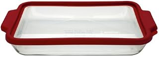 Anchor Hocking 3-quart Glass Baking Dish with Airtight TrueFit Lid, Cherry Red, Set