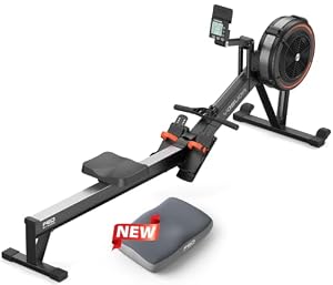YOSUDA R2 Pro Luft Rudergerät für Zuhause, Geprüfte Qualität (Prüfengel), Klappbar, Luftwiderstand, Selbstbetriebenes Display, 10-Stufen Widerstand, Alu-Laufschiene für große Menschen, Bluetooth & App