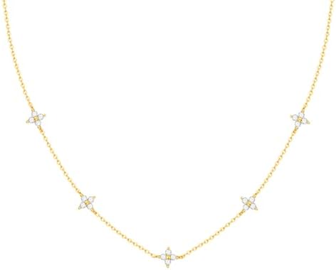 KSF Gold Choker Necklace for Women - 18K Gold Plated Dainty Necklaces for Women Trendy, Cute Heart Flower Butterfly Beaded Cubic Zirconia Choker, Stainless Steel Necklace Jewelry Gift Non Tarnish