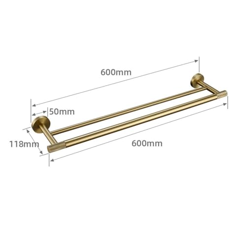 Barra para toallas de 60 cm y gancho de latón dorado para accesorios de baño 3