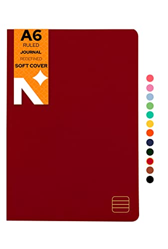 Image of NEORAH - A6 Ruled Notebook SOFT COVER | Organiser REFILL | Ruled Journal | 110 GSM | 160 pages (Size 14.8 cm x 10.5 cm) Planner Journaling Writing Note Taking Diary, Travellers Journal -RED