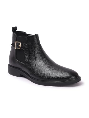 Image of Carlton London Men's Chelsea Comfortable Round Toe Boot with Buckle