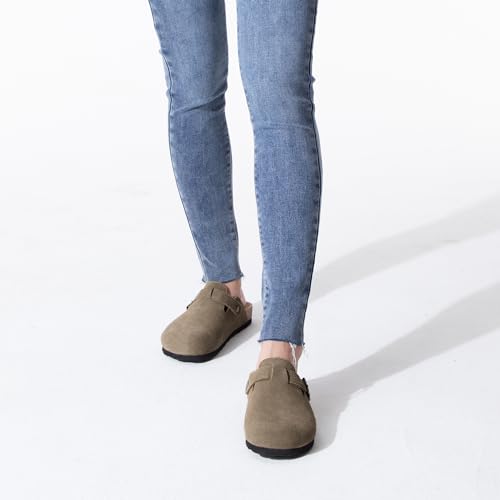 Image of Xiakolaka Women's Suede Clogs Adjustable Buckle Slip on Footbed Home Clog Slippers for Comfort Casual Daily Wear