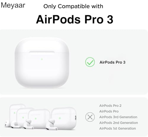 Image of Meyaar for Apple AirPods Pro 3 Case Cover with Keychain, Soft Skin Silicone Case Cover, Full Protective Case Cover Compatible with AirPods Pro (3rd Generation) Case 2025 (Neavy Blue)