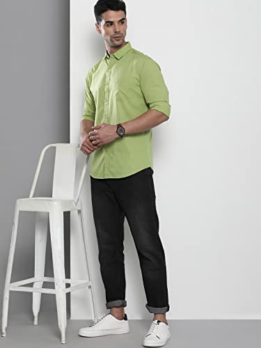 Image of The Indian Garage Co Men Slim Fit Solid Full Sleeves Cutaway Collar Casual Shirt