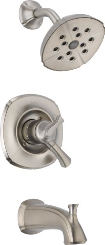 Delta Faucet Addison 17 Series Dual-Function Tub and Shower Trim Kit with Single-Spray H2Okinetic Shower Head, Stainless T17494-SS (Valve Not Included)