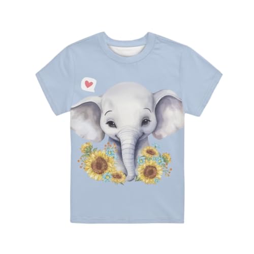 Image of Novelty 3D Graphic T Shirts for Kids Crew Neck Funny Animal Print Short Sleeve Girls Tshirts 3-16 Years