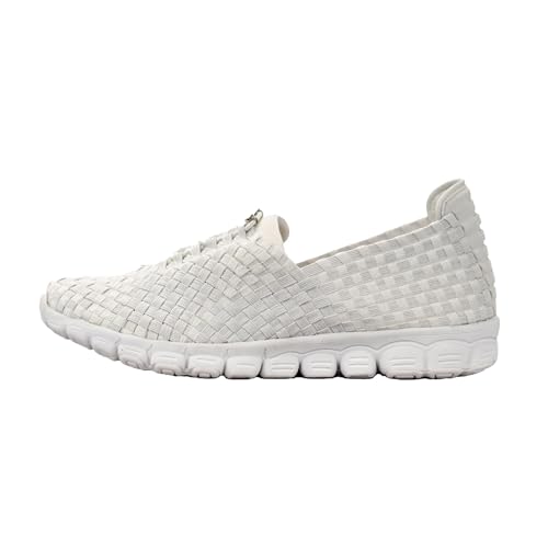 Image of Zee Alexis Women's Danielle Breathable Lightweight Flexible Casual Comfortable Slip-On No-Tie Elastic Laces Woven Sneakers
