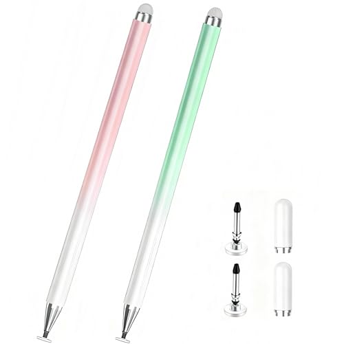 2psc Stylus Pen for Fire Max 11 Tablet/HD 8Plus/8/7plus/7 Kids HD Table Compatible with iPad iOS/Android Tab S Pen (Pink+Green)