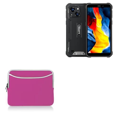 BoxWave Case Compatible with Oukitel WP32 - SoftSuit with Pocket, Soft Pouch Neoprene Cover Sleeve Zipper Pocket - Flamingo Pink