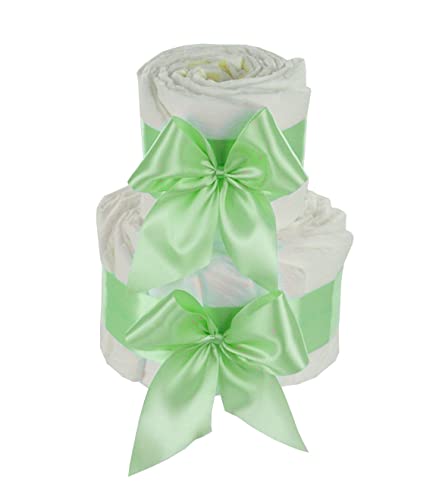 DIY Windeltorte zum selber gestalten | Geschenk zur Geburt für Junge Mädchen neutral (2-stöckig, grün)