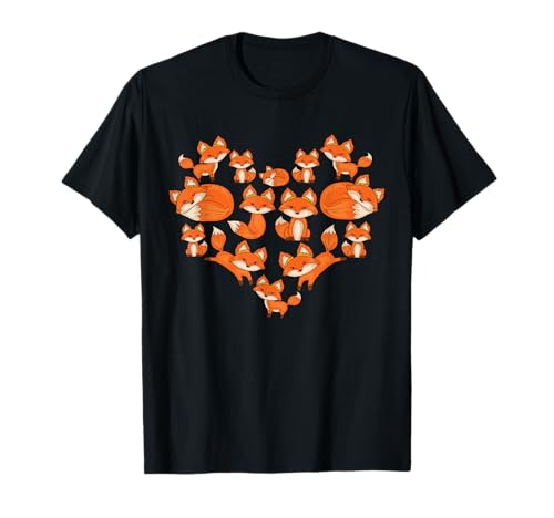 Fox for Women Girls Kids Heart Gifts Poses Cute Fox T-Shirt